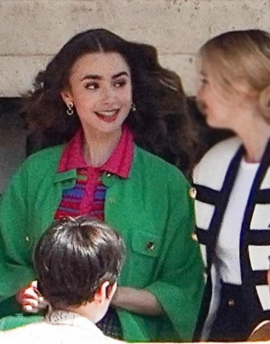 Emily In Paris S02 Lily Collins Green Coat | Emily Cooper S02 Green Coat