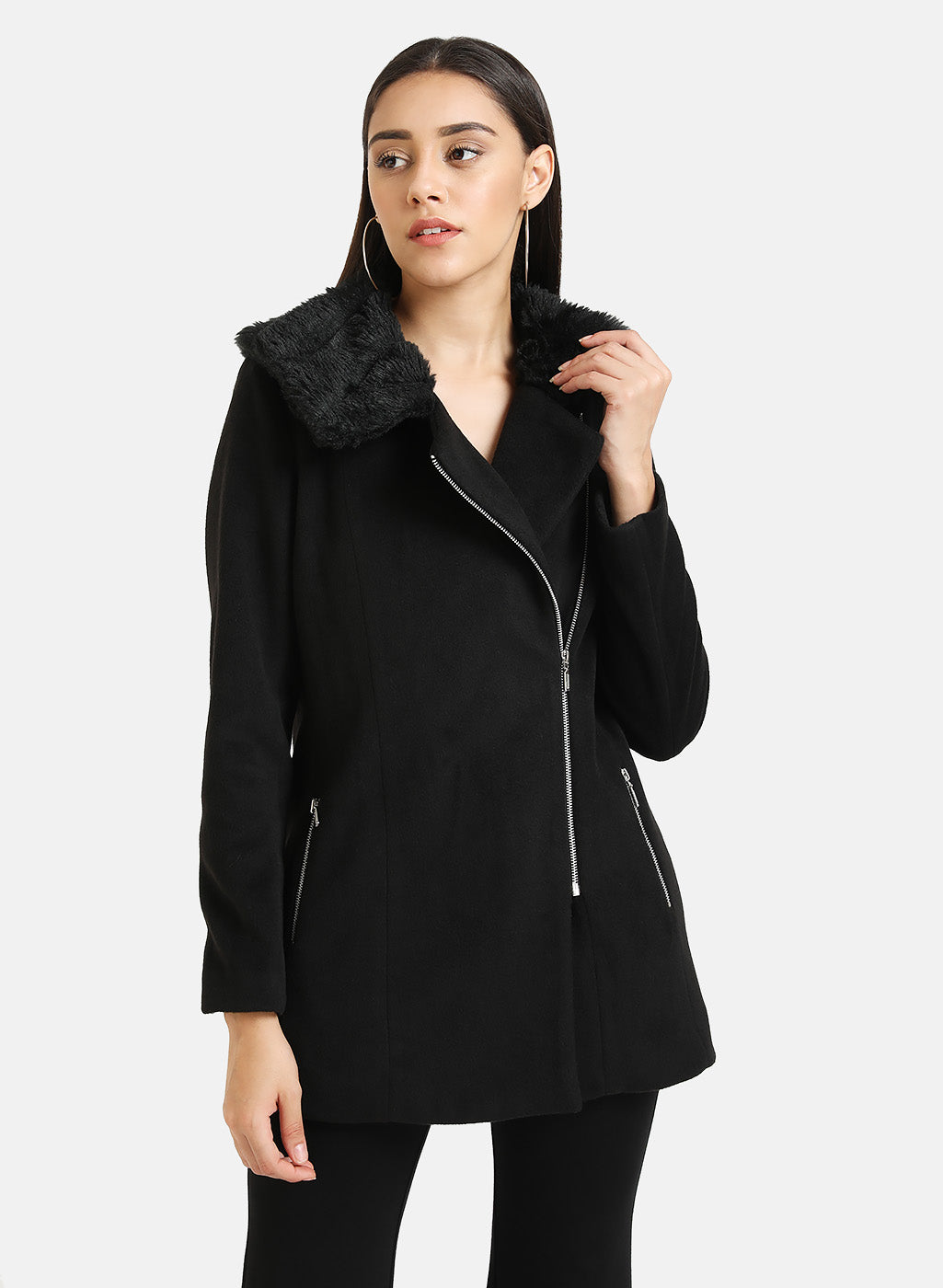 Faux Fur Collar Coat