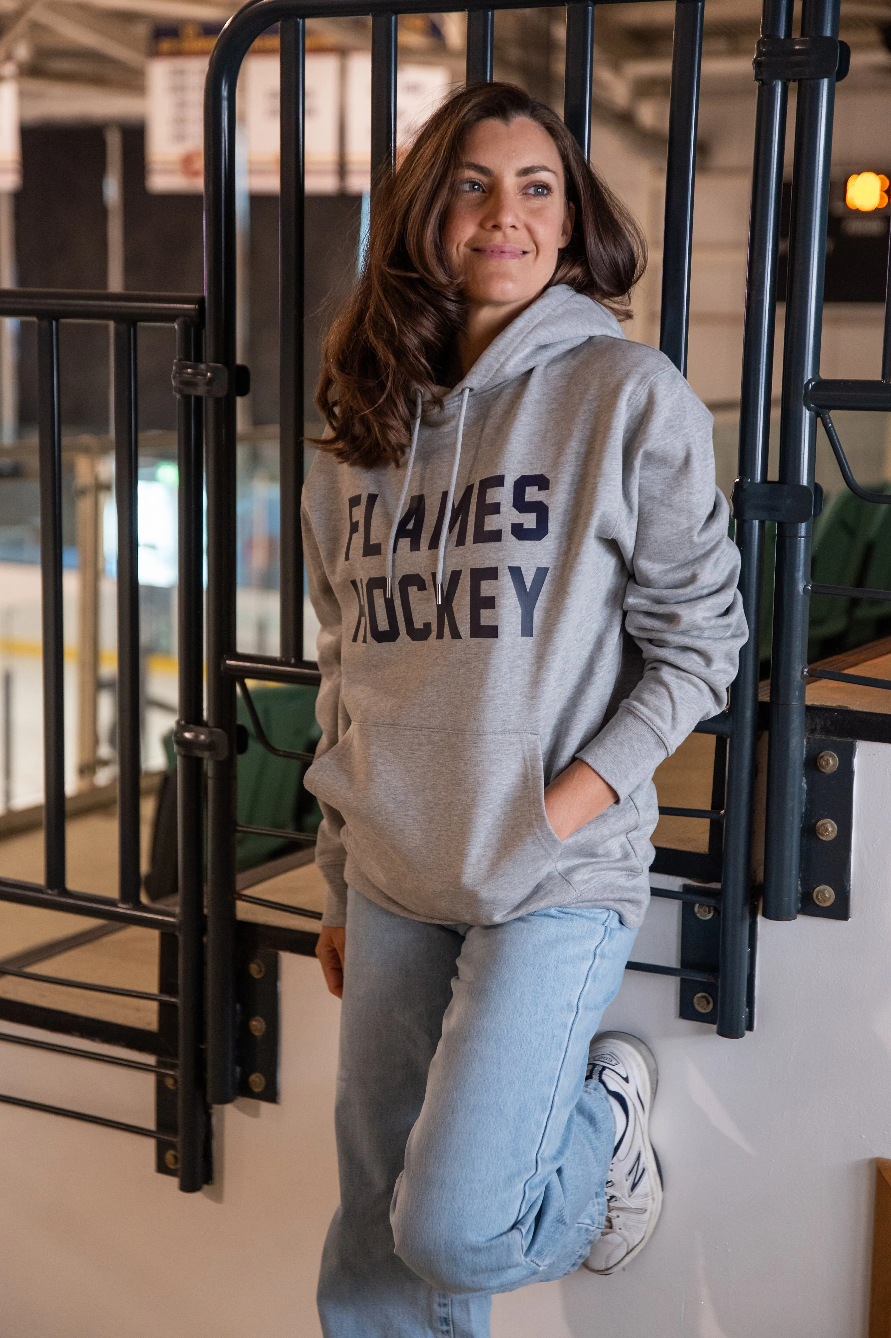 Flames Hockey Hoodie Grey