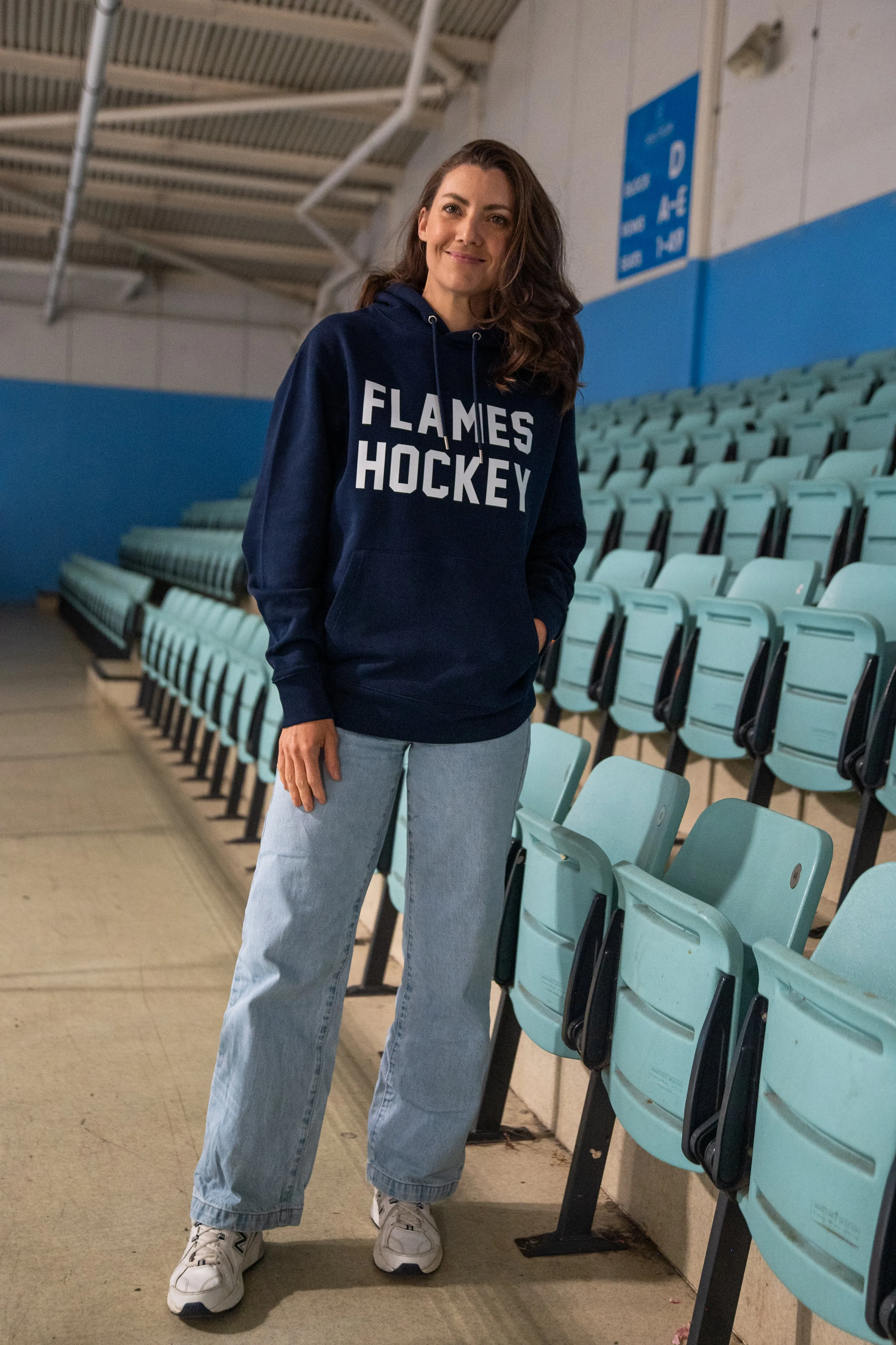 Flames Hockey Hoodie Navy