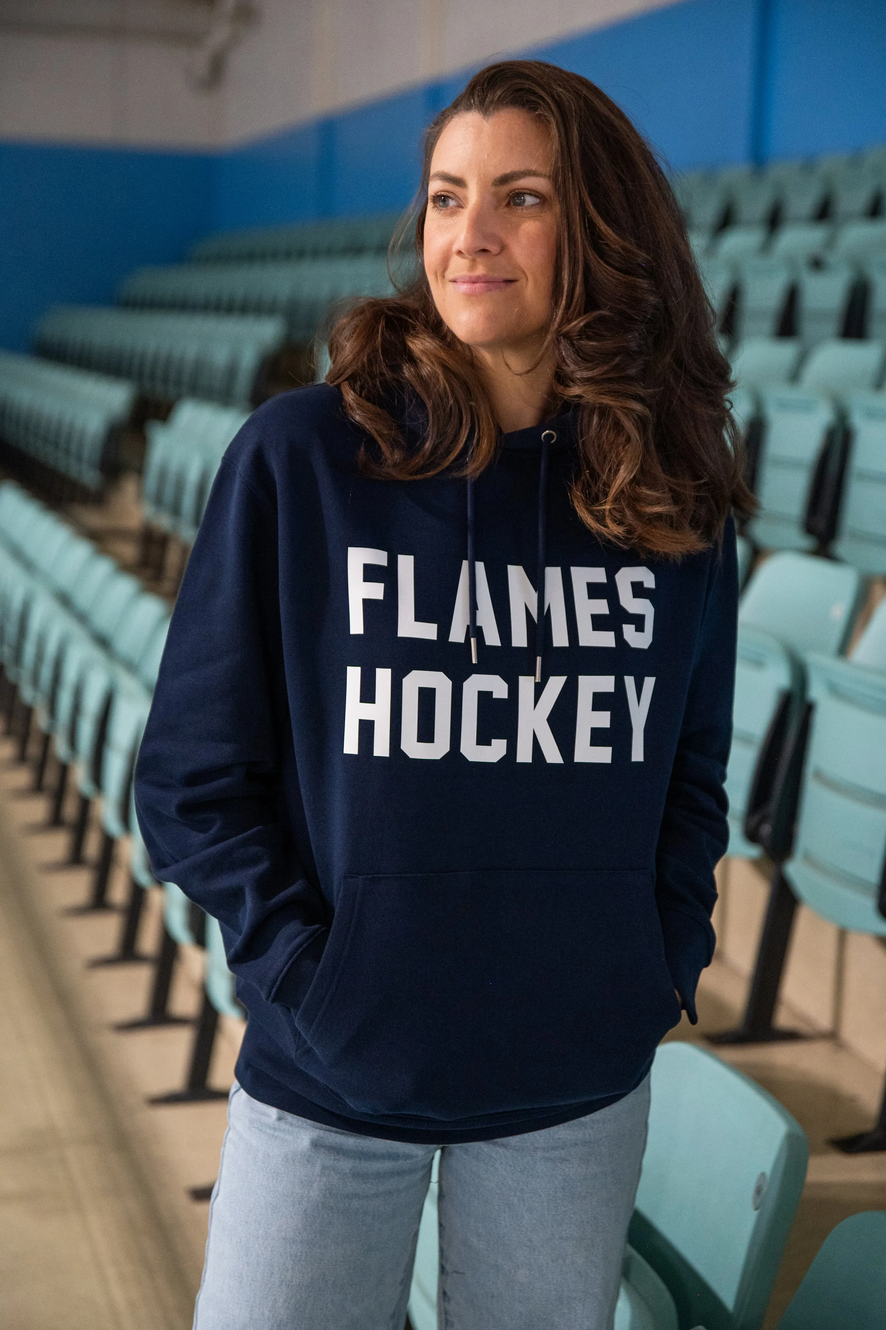 Flames Hockey Hoodie Navy