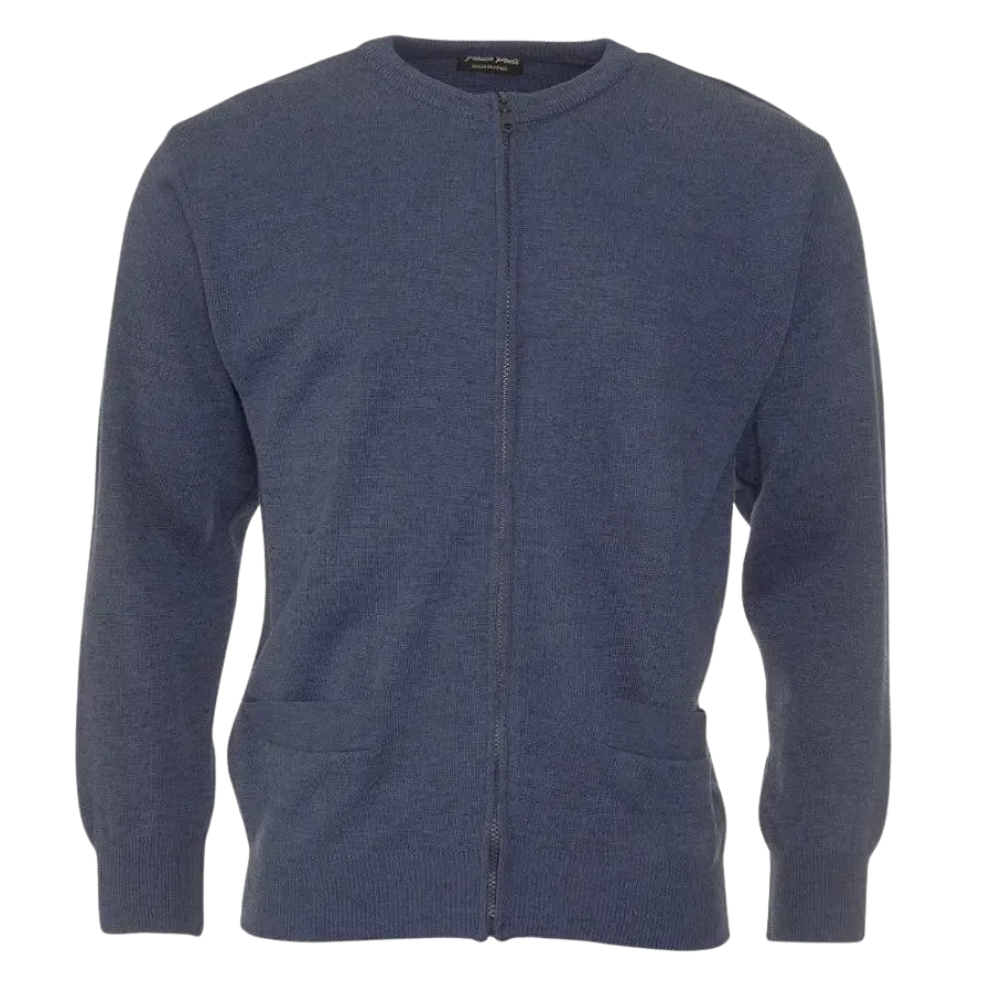 Franco Ponti Zip Front Cardigan in Dark Denim