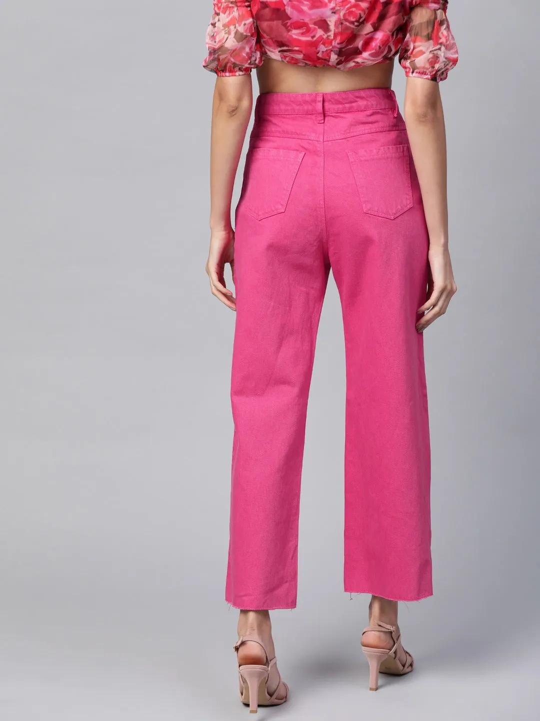 Fuchsia Raw Edge Jeans