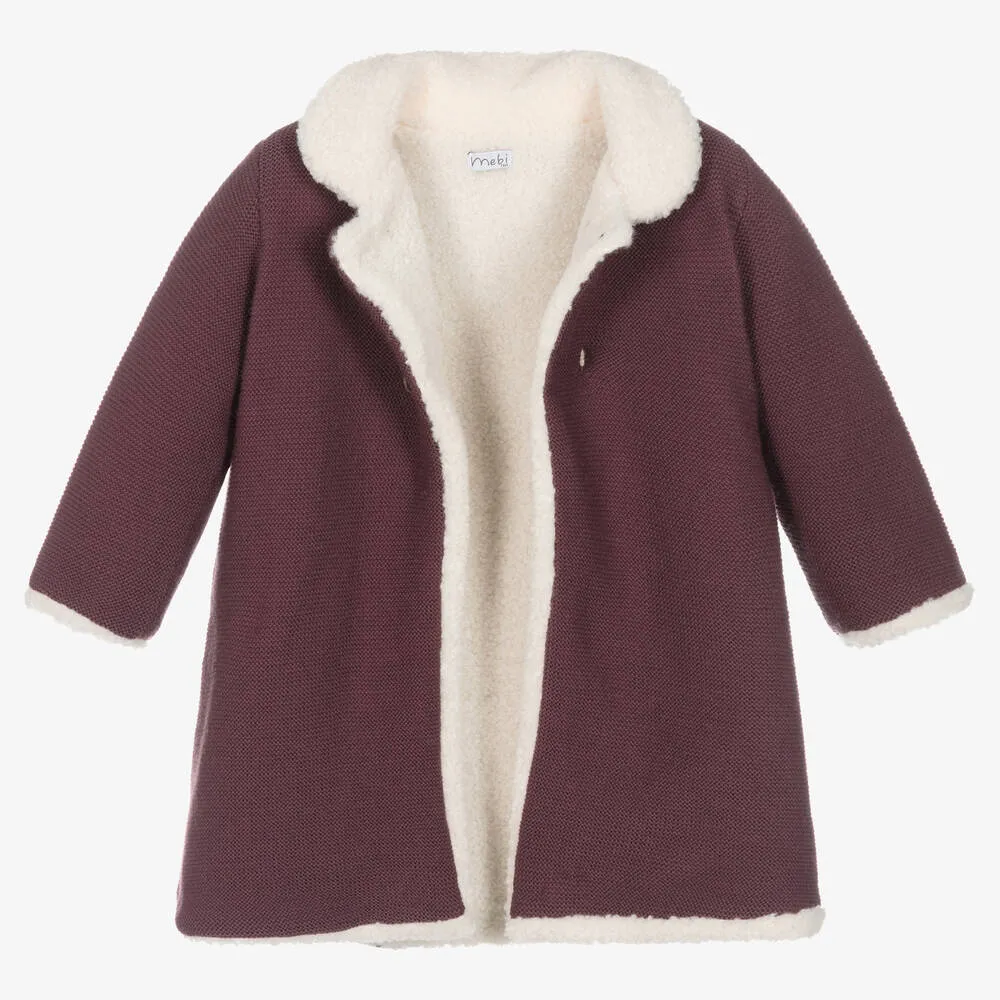 Girls Purple Knitted Coat