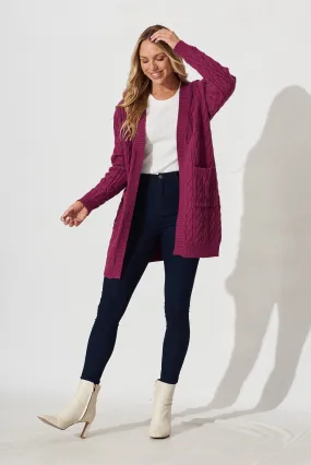 Goldington Knit Cardigan In Purple Wool Blend