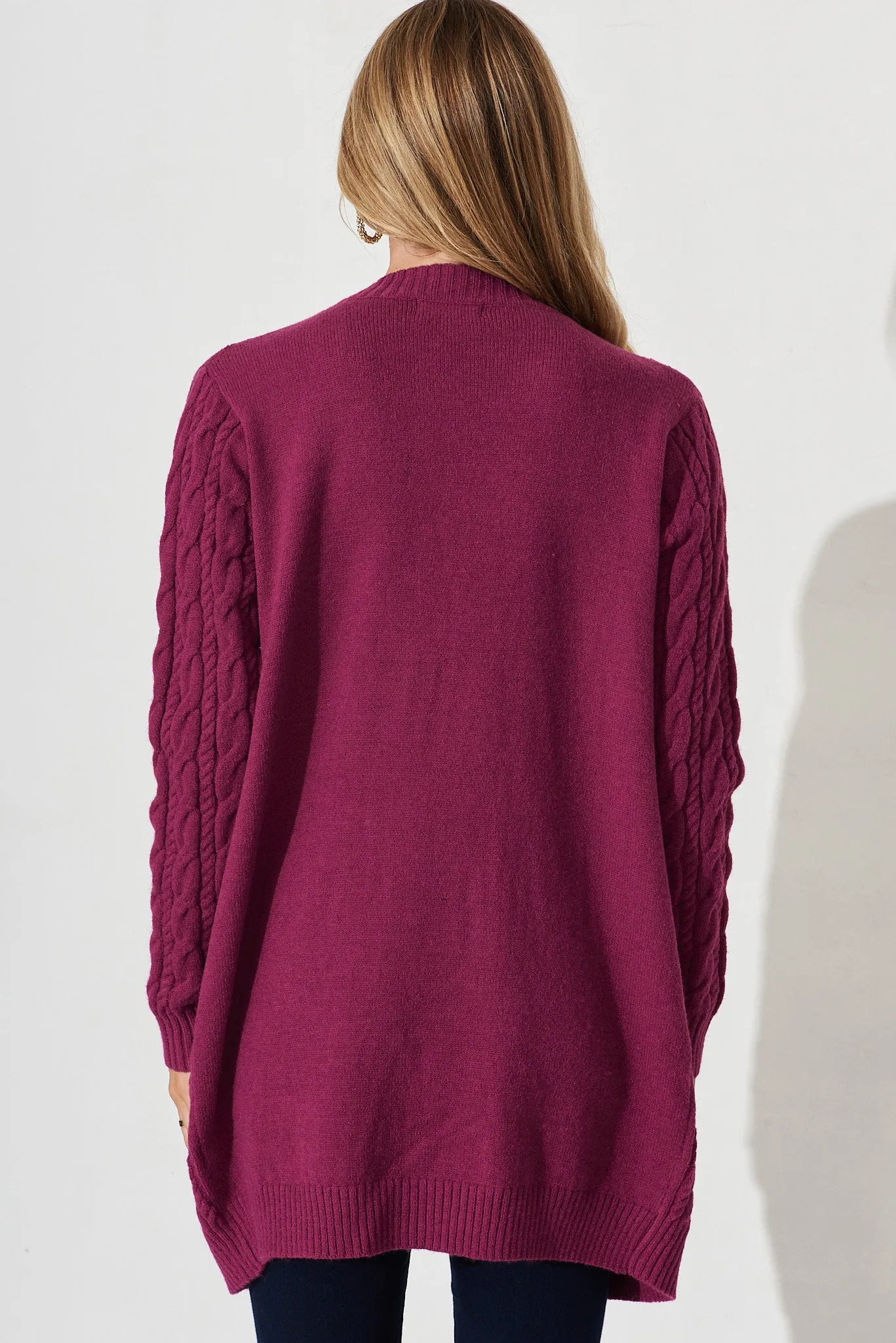 Goldington Knit Cardigan In Purple Wool Blend