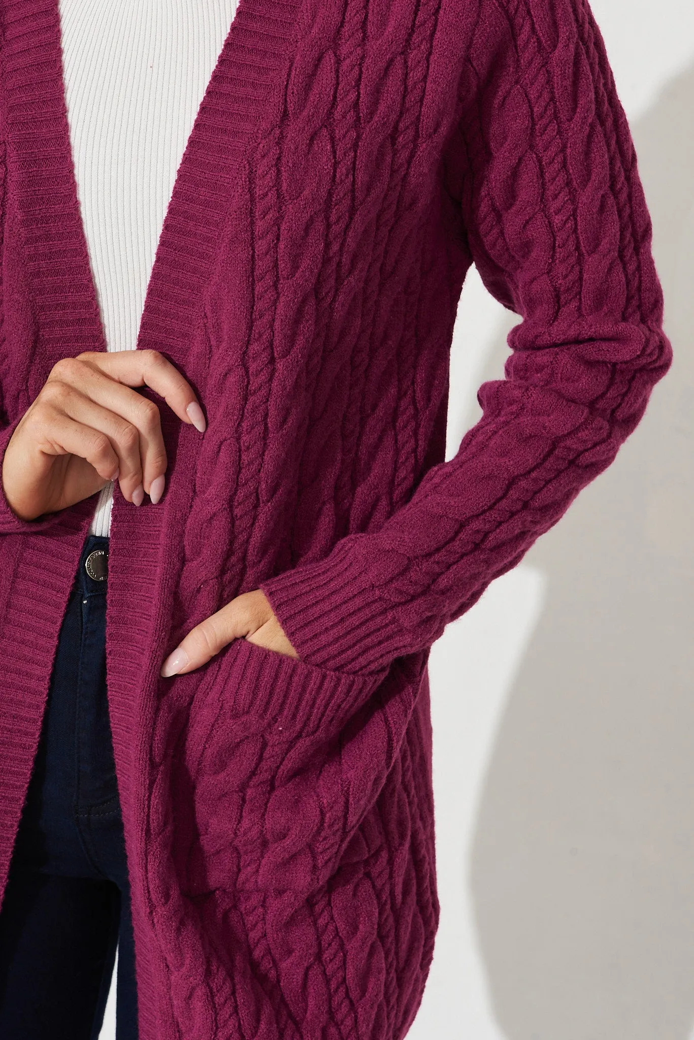 Goldington Knit Cardigan In Purple Wool Blend