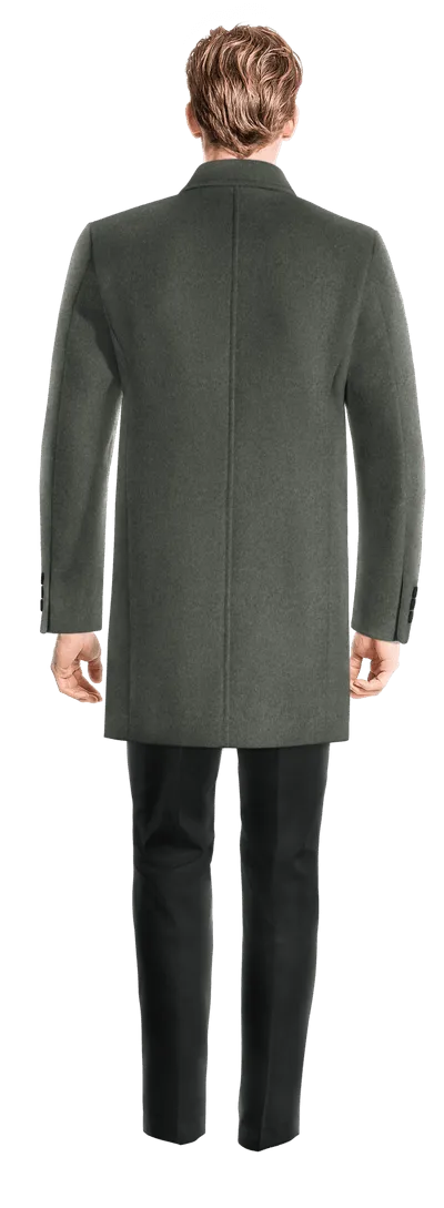 Grey Short 100% Wool Overcoat