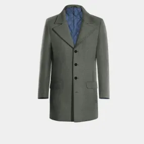 Grey Short 100% Wool Overcoat