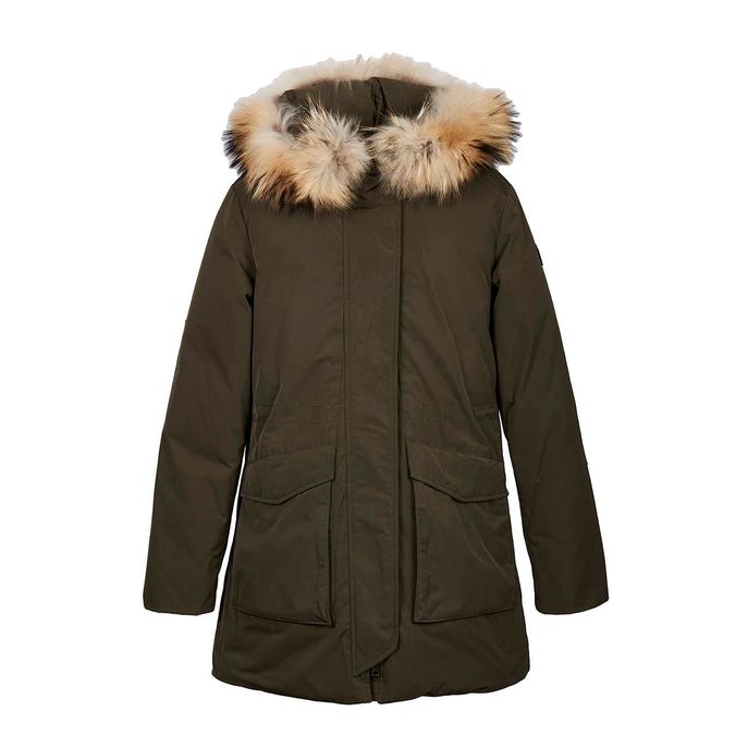 G'S MILITARY PARKA WITH FIXED HOOD AND FUR Kid Dark green