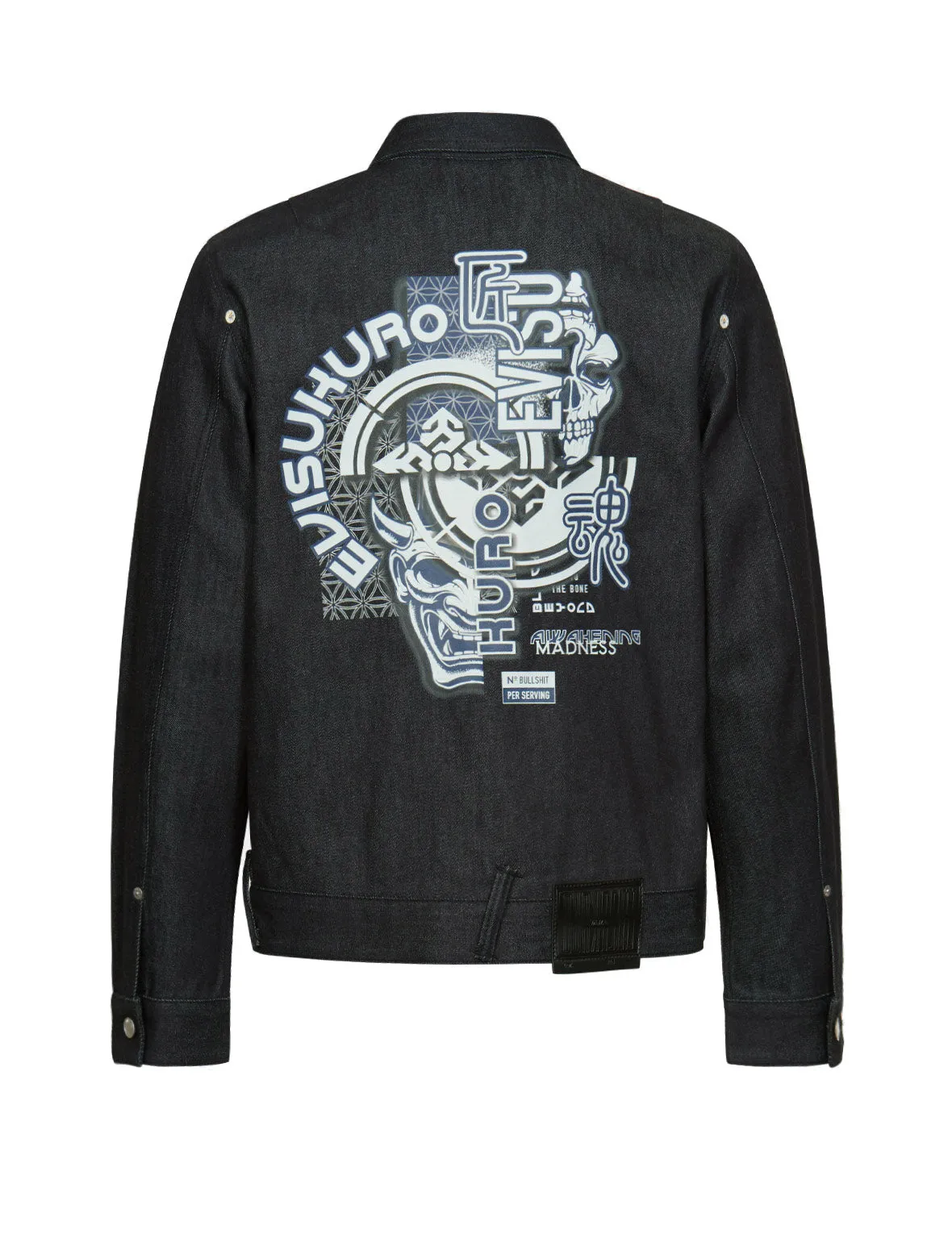 Hannya and Kamon Collage Print Denim Jacket