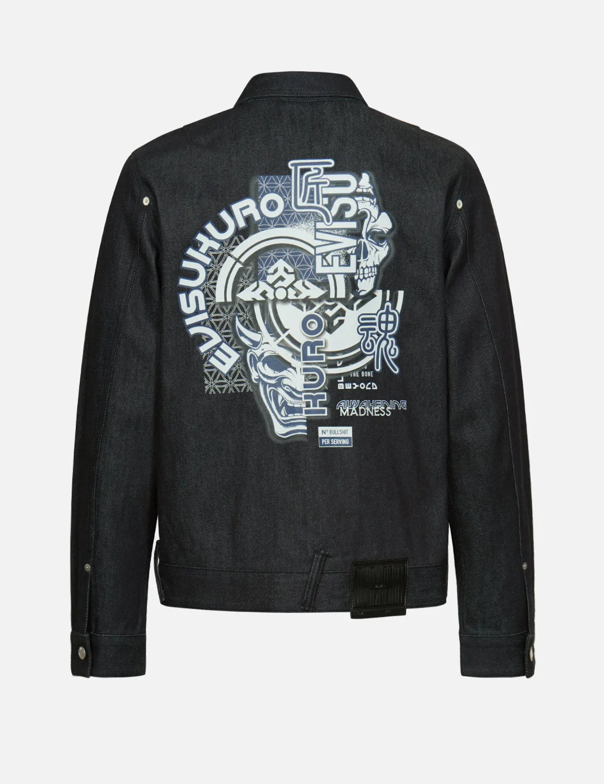 Hannya and Kamon Collage Print Denim Jacket