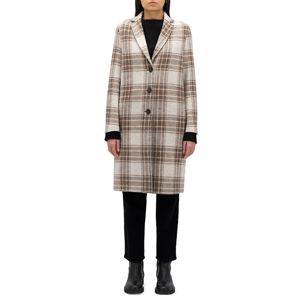 Harris Wharf London Tartan Wool Overcoat