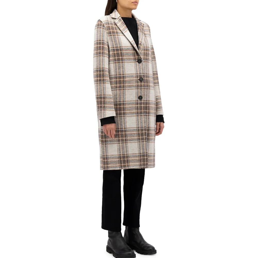 Harris Wharf London Tartan Wool Overcoat