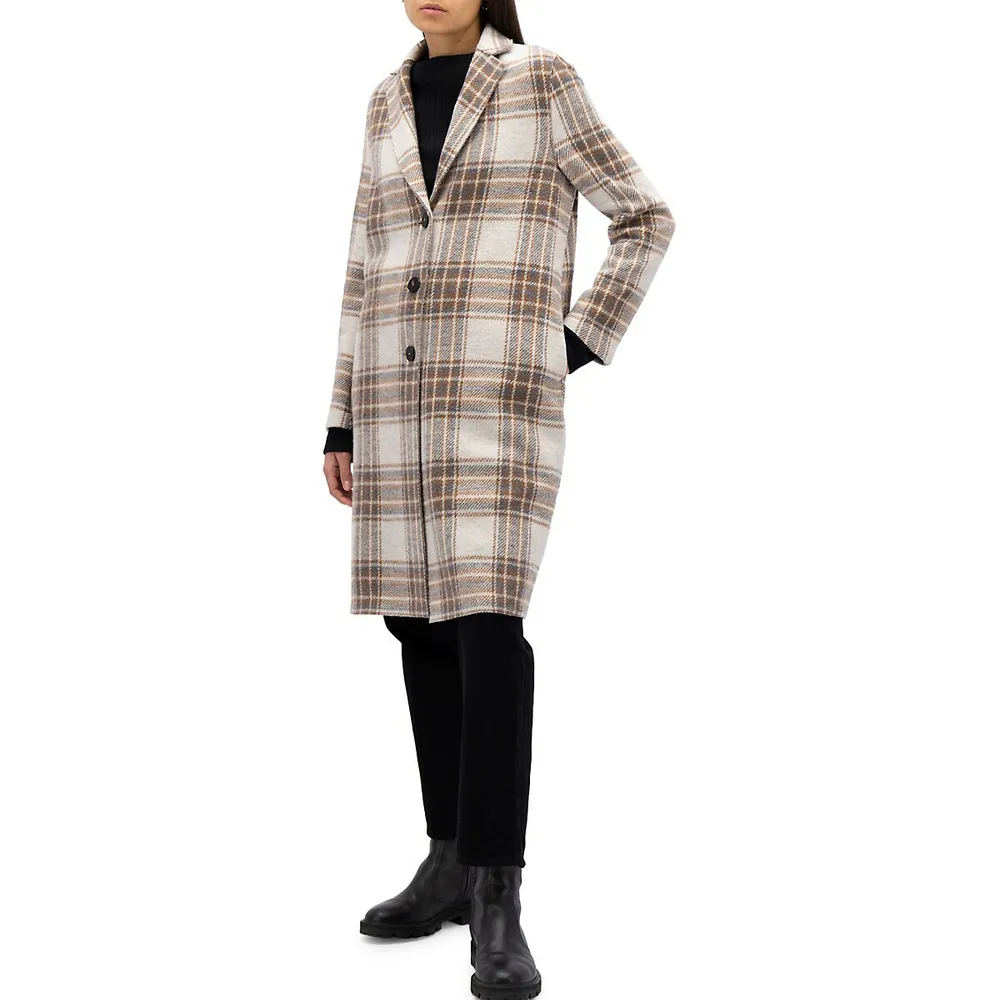 Harris Wharf London Tartan Wool Overcoat