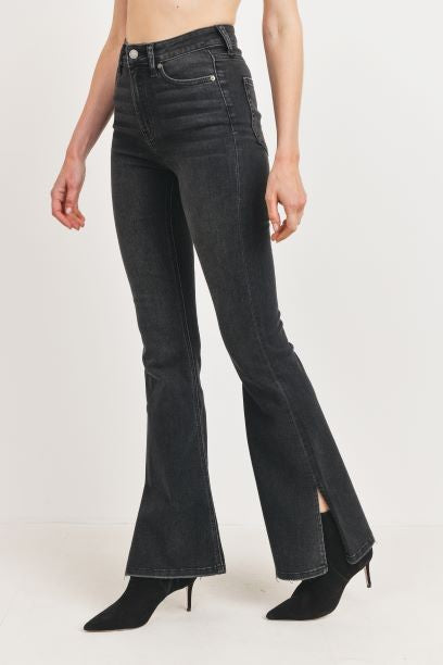 HIGH RISE OUTER SLIT FLARE JEANS