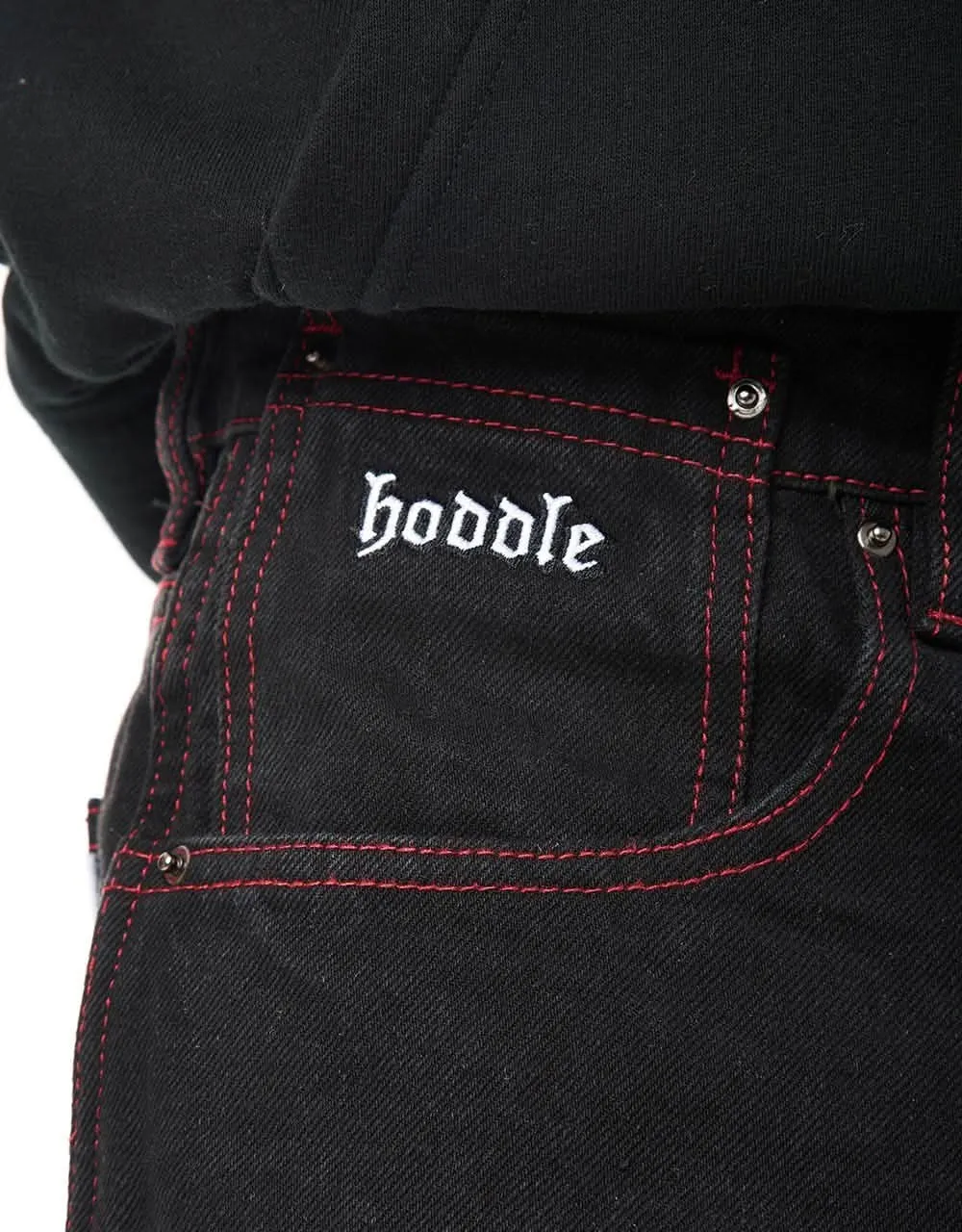 Hoddle Ranger Jeans - Black/Red Stitch