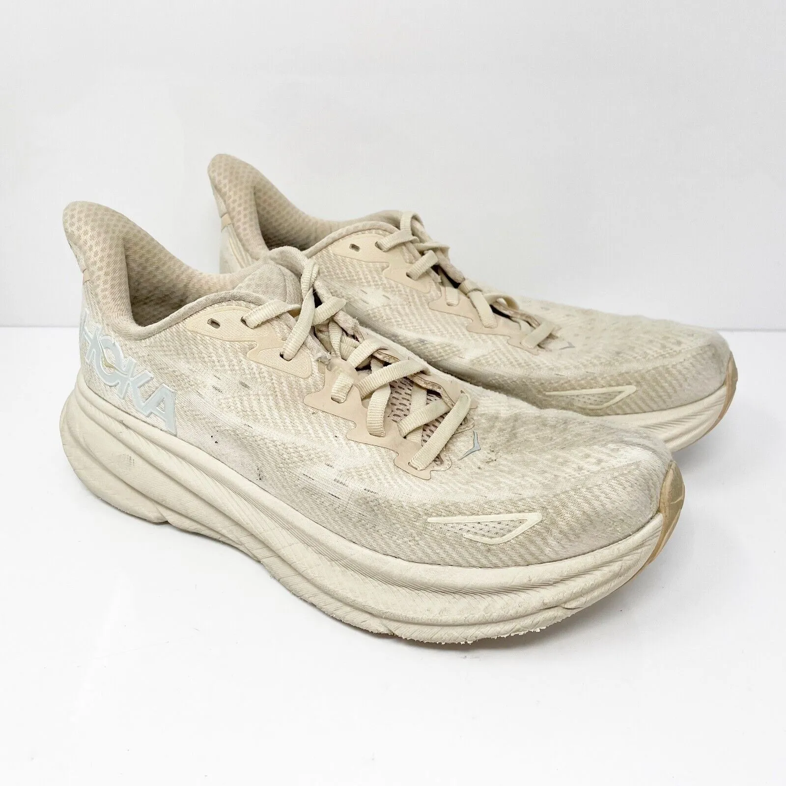 Hoka One One Womens Clifton 9 1127896 SSEG Beige Running Shoes Sneakers Size 8 B