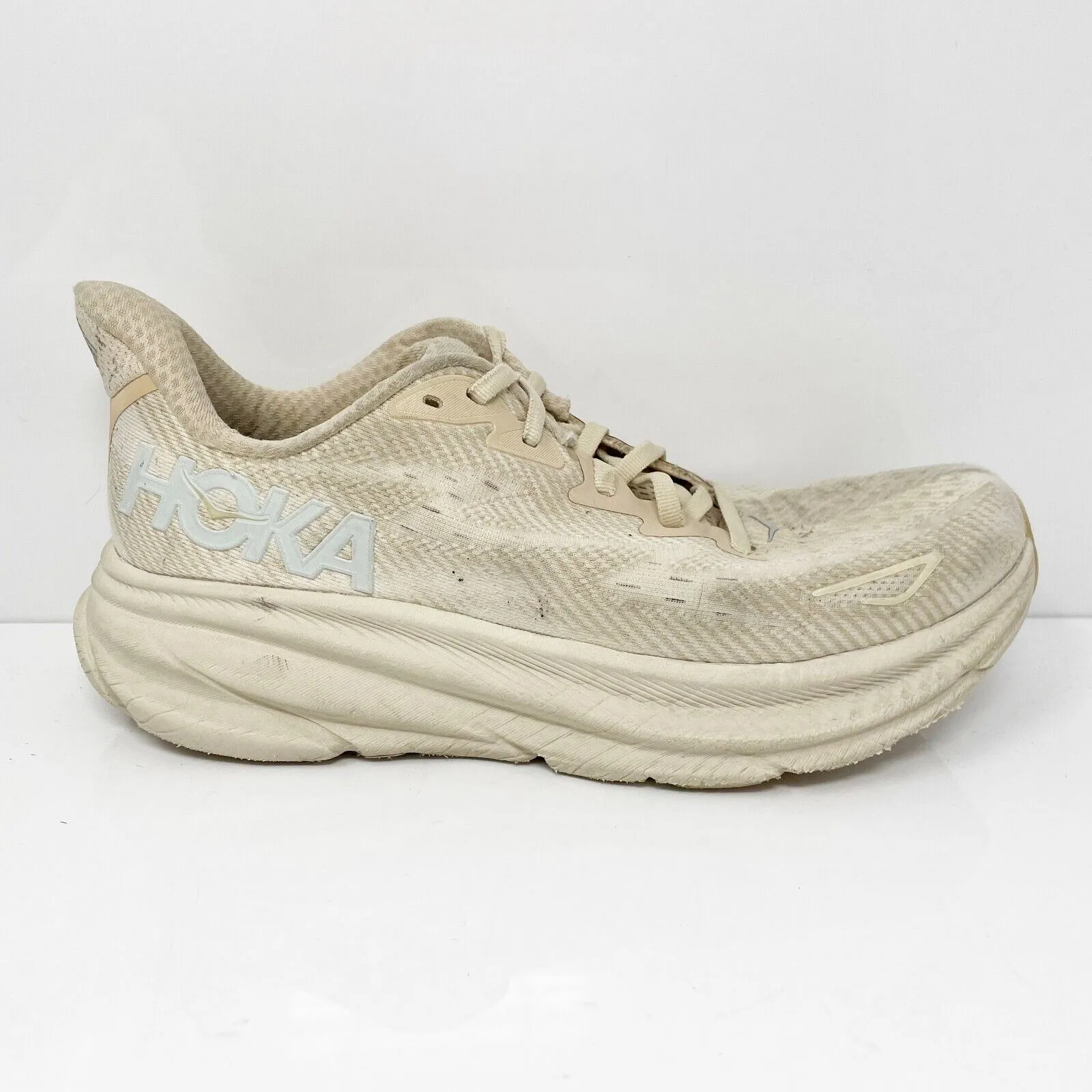 Hoka One One Womens Clifton 9 1127896 SSEG Beige Running Shoes Sneakers Size 8 B