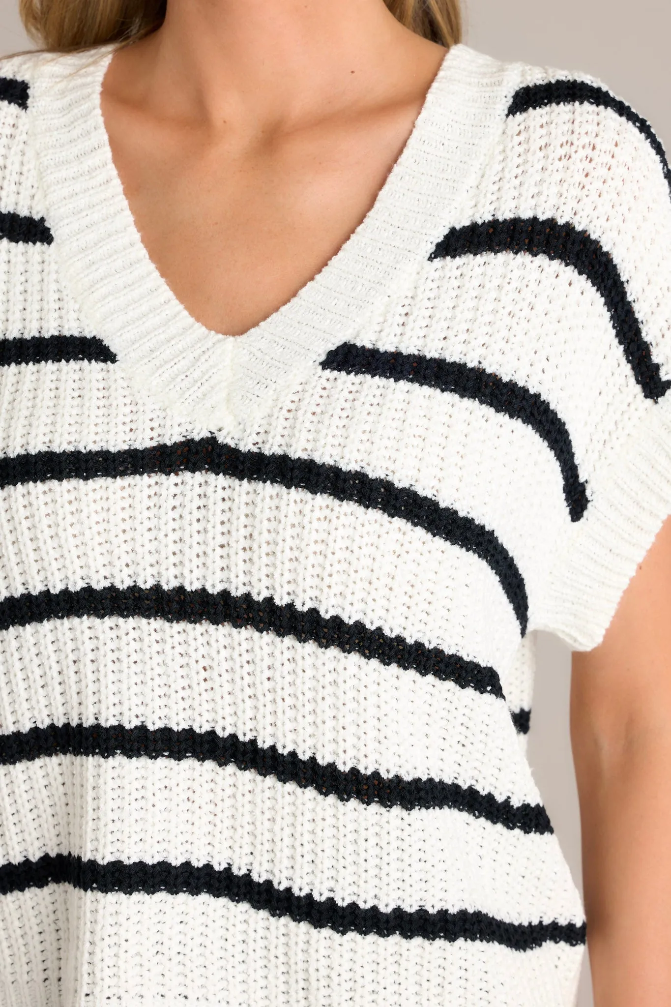 Horizon Knit Black Stripe Sweater Top