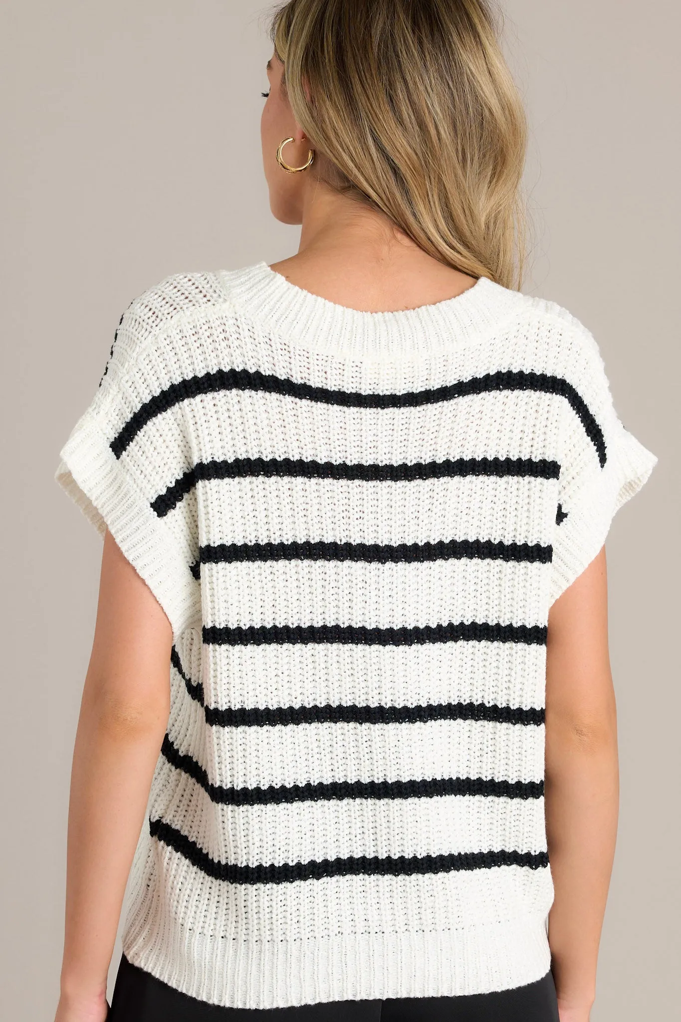 Horizon Knit Black Stripe Sweater Top