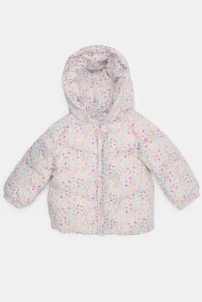 Infant Girls Pink Print Hooded Jacket