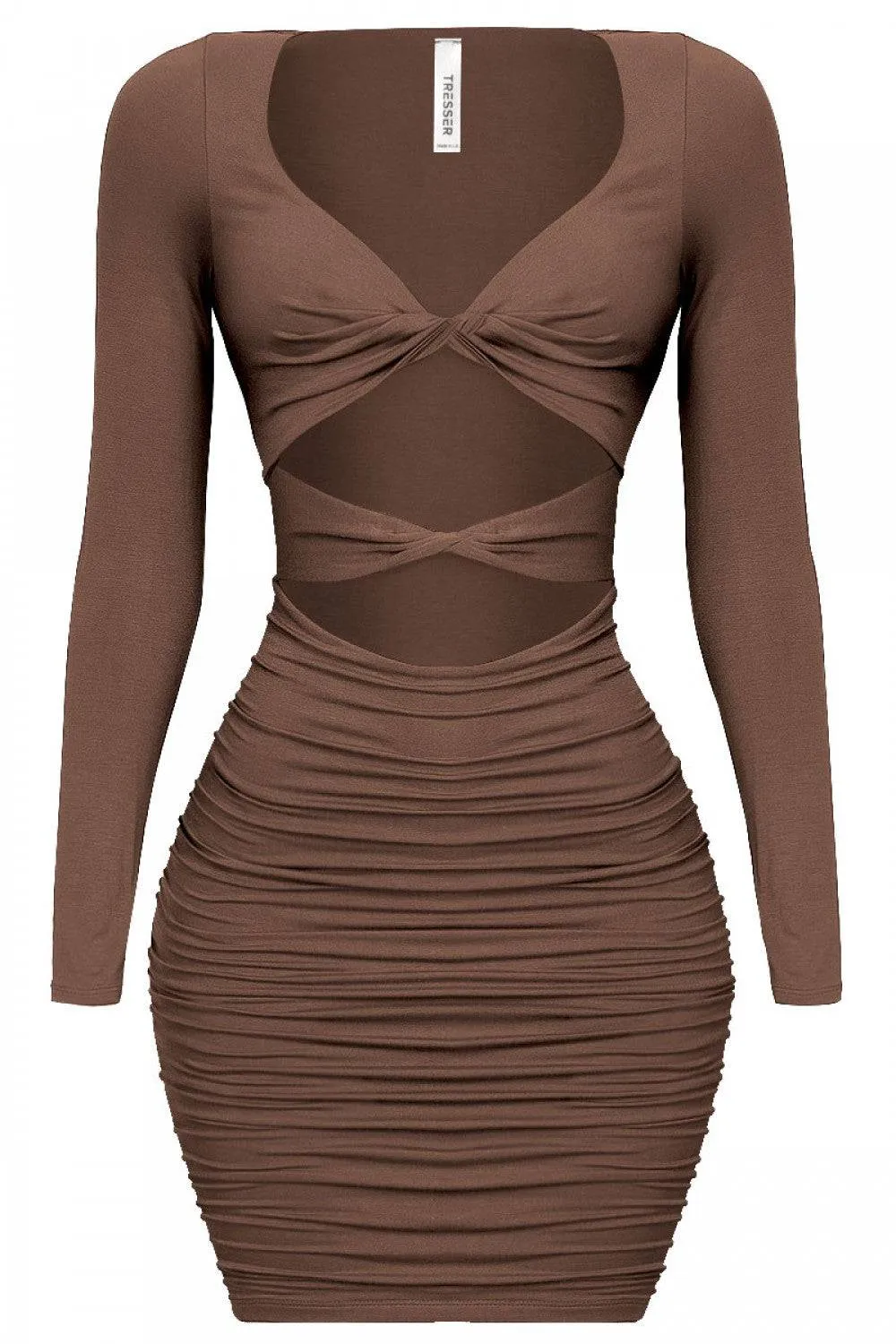 Jamilla Brown Cross Bodycon Mini Dress