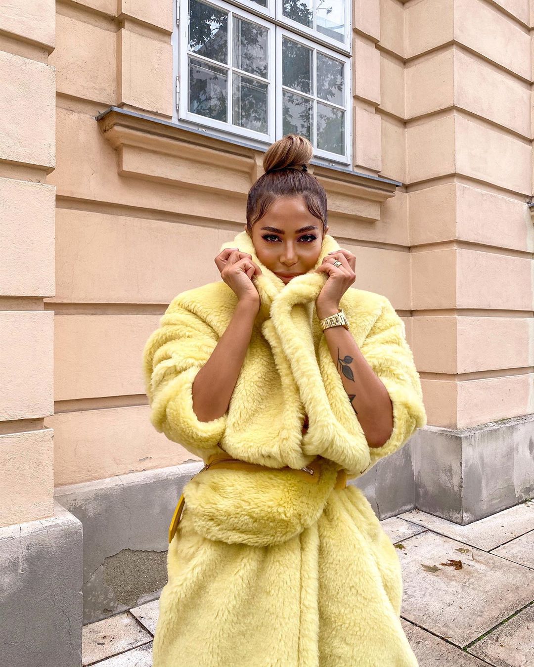 Jasmine Yellow Faux Fur Coat