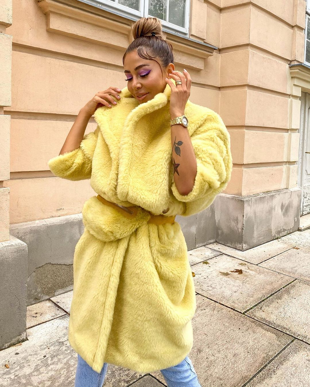 Jasmine Yellow Faux Fur Coat