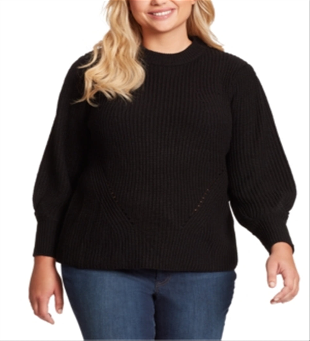 Jessica Simpson Women's Addison Puff Sleeve Sweater Black Size 2X