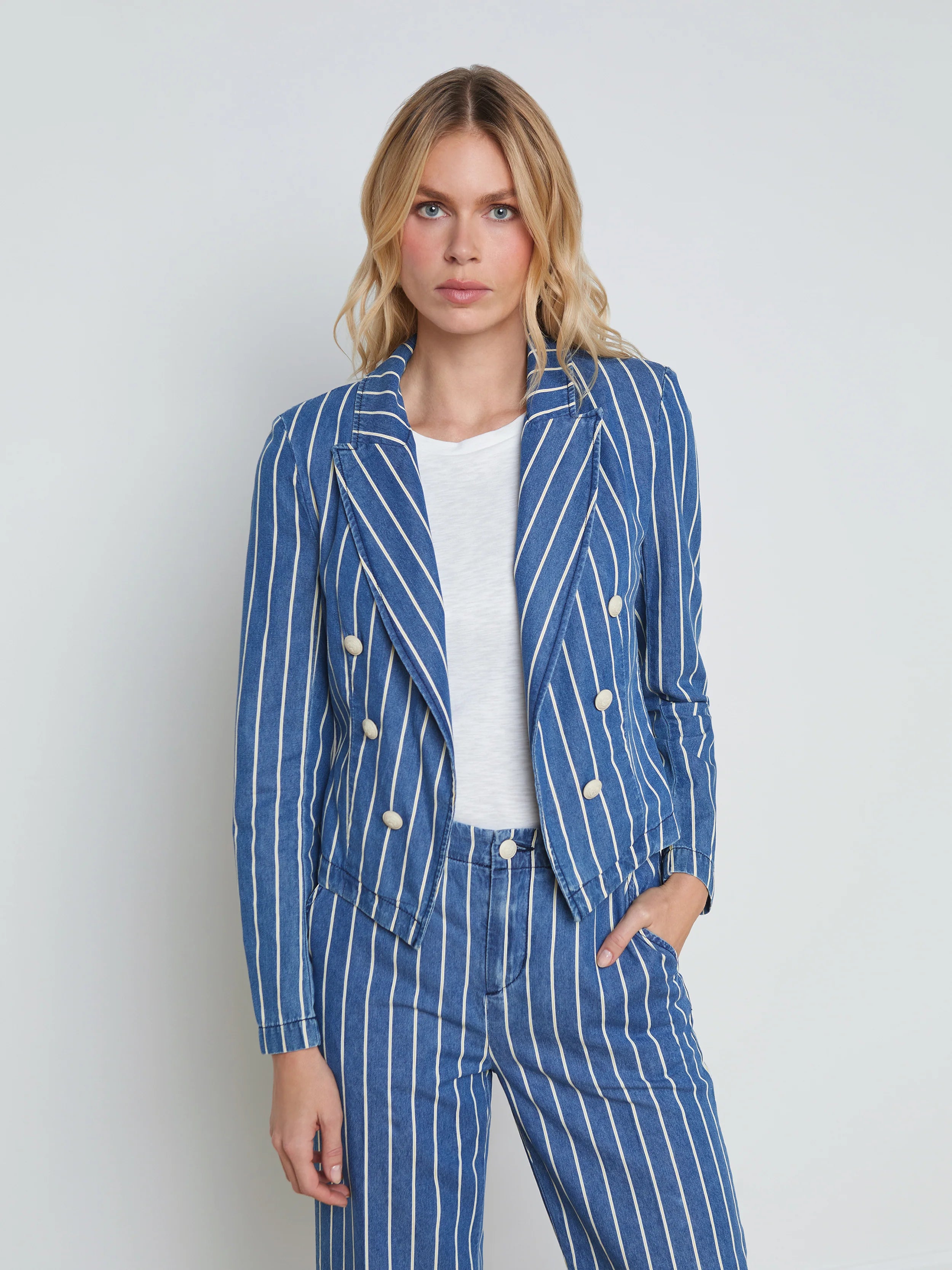 L’agence - Wayne Striped Denim Blazer - Denim Stripe