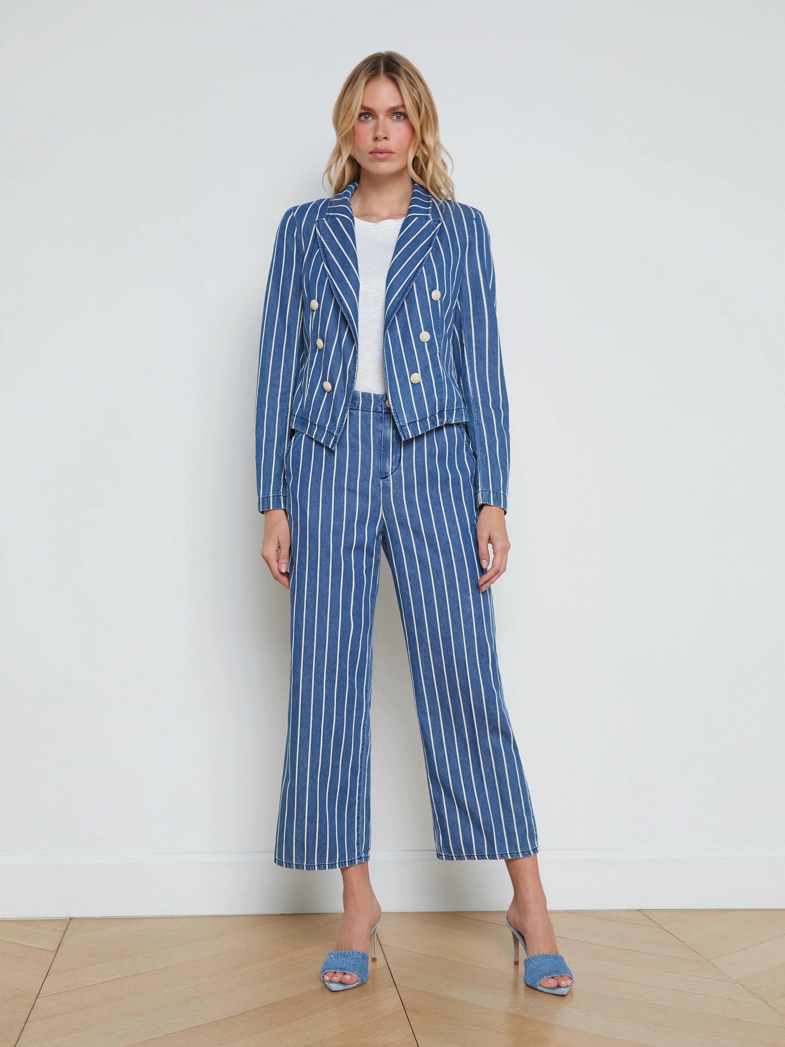 L’agence - Wayne Striped Denim Blazer - Denim Stripe