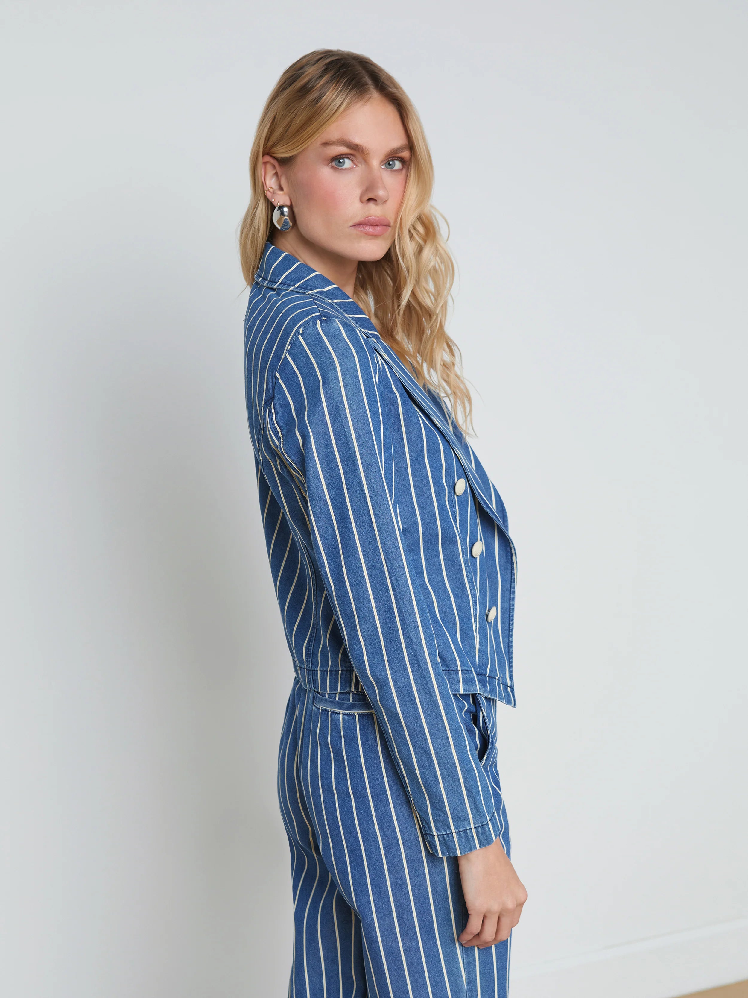 L’agence - Wayne Striped Denim Blazer - Denim Stripe