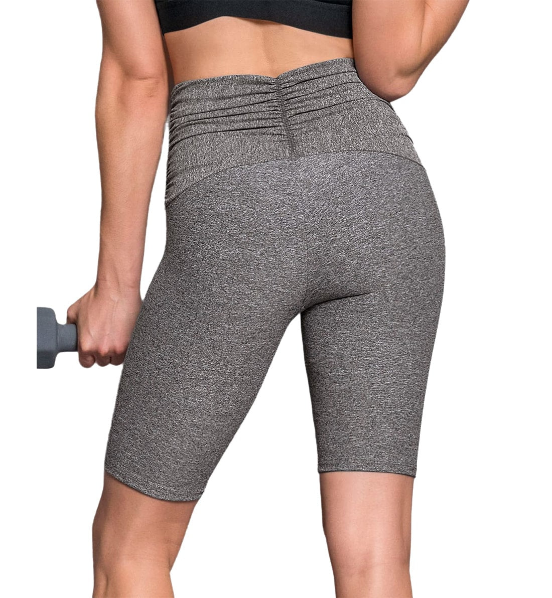 Leonisa ActiveLife Layover Ruched Mid-Thigh Shaper Short (196005N) - Gray