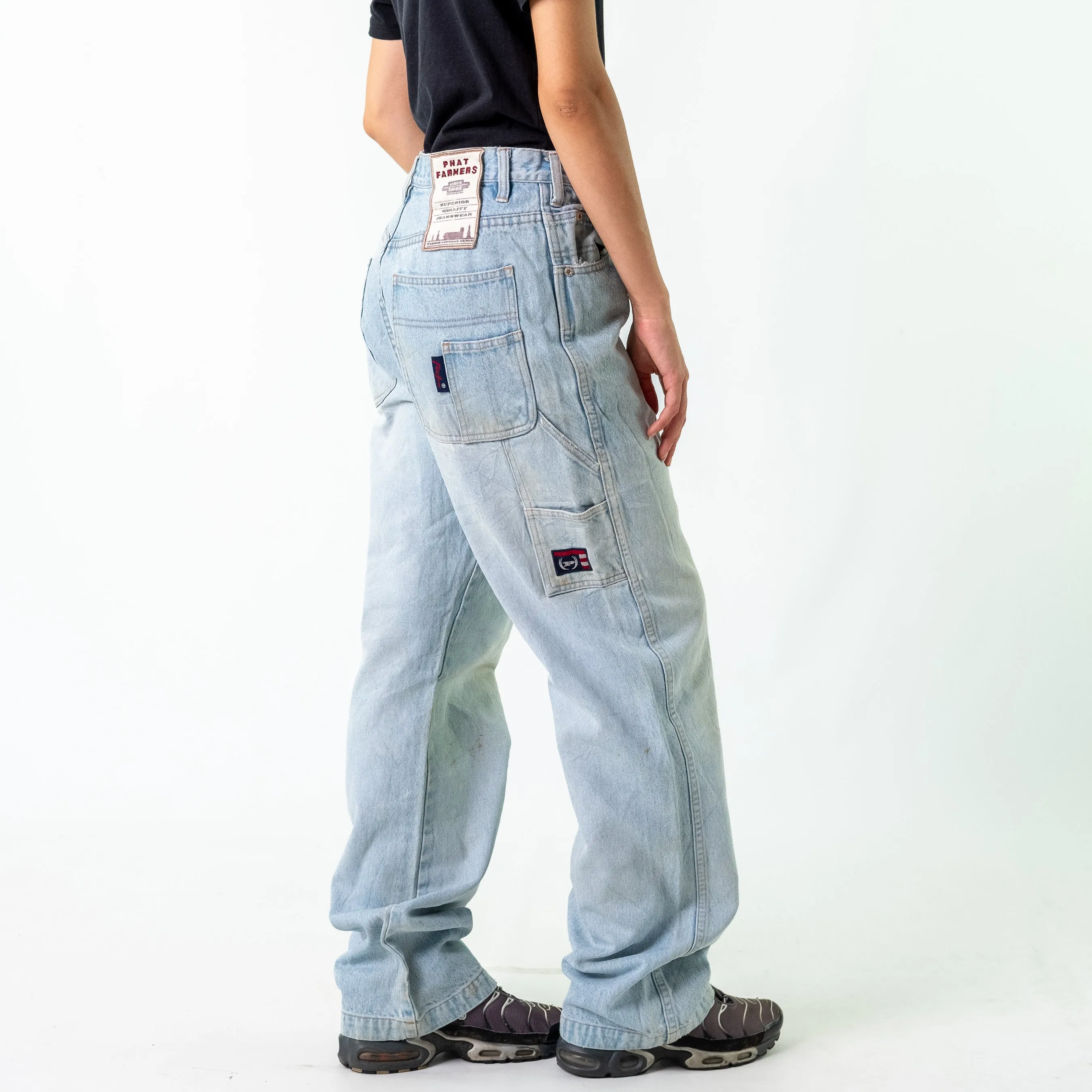 Light Blue y2ks Phat Farm Denim Hip Hop Jeans Baggy Pants (30x34)