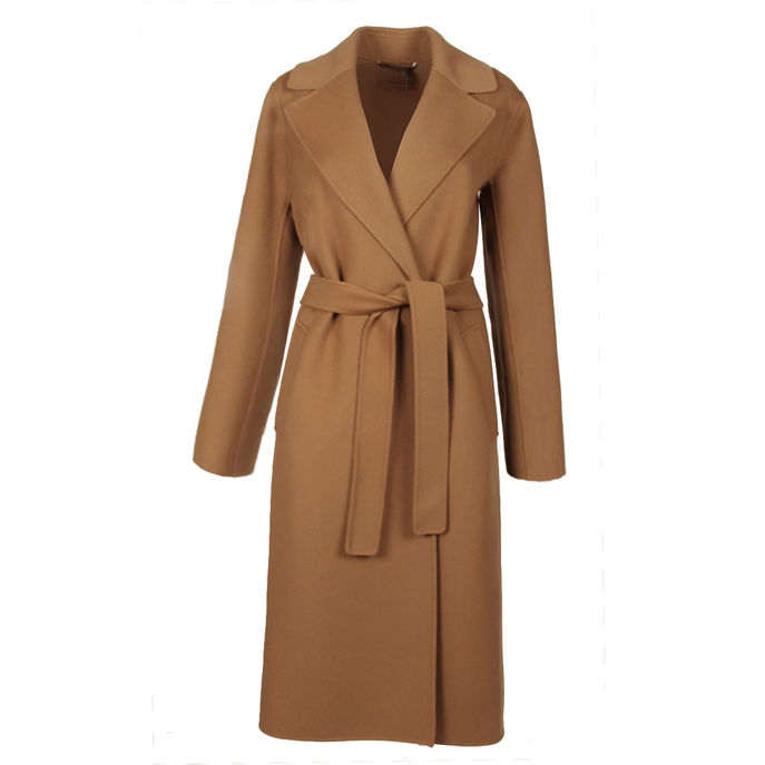 LONG DOUBLE DRAP LIGHT COAT Woman Perfect Camel