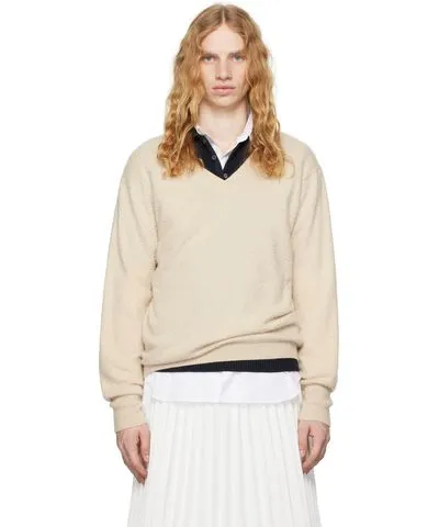 Maison Margiela Beige V-Neck Sweater