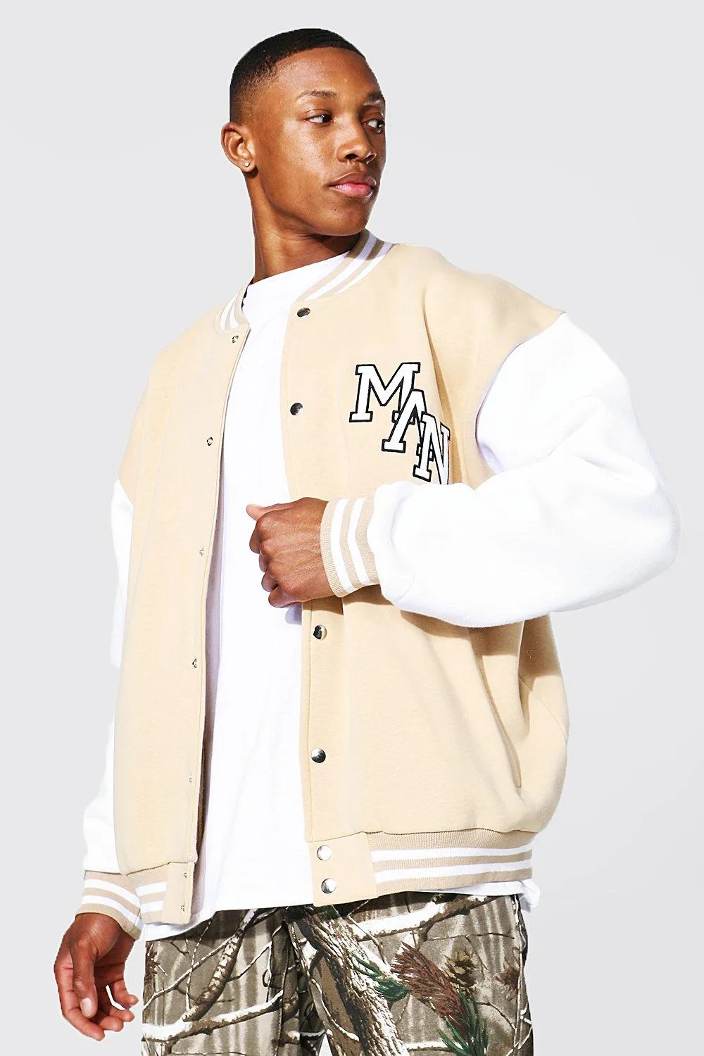 Man Jersey Varsity Bomber Jacket