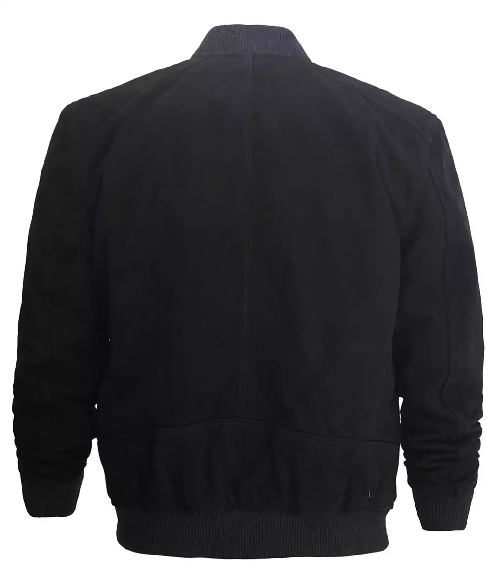 Men's Premium Black Suede Bomber Jacket 