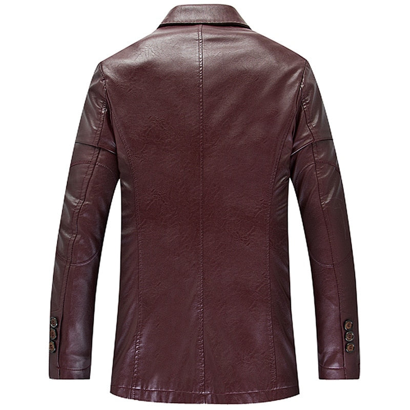 Men's Autumn Casual Leisure Style Leather Overcoat Jacket