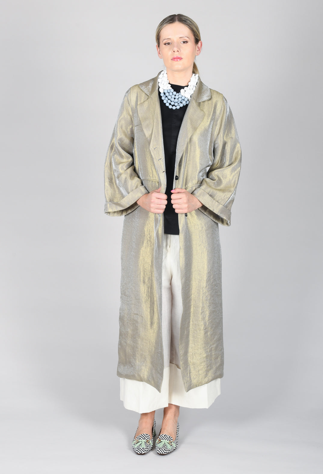 Metallic Overcoat in Gold