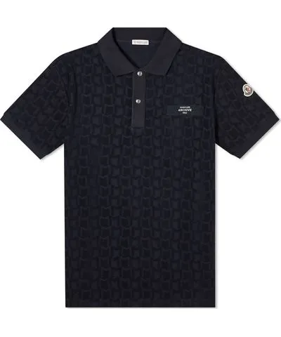 Moncler Men's Towelling Monogram Polo Shirt