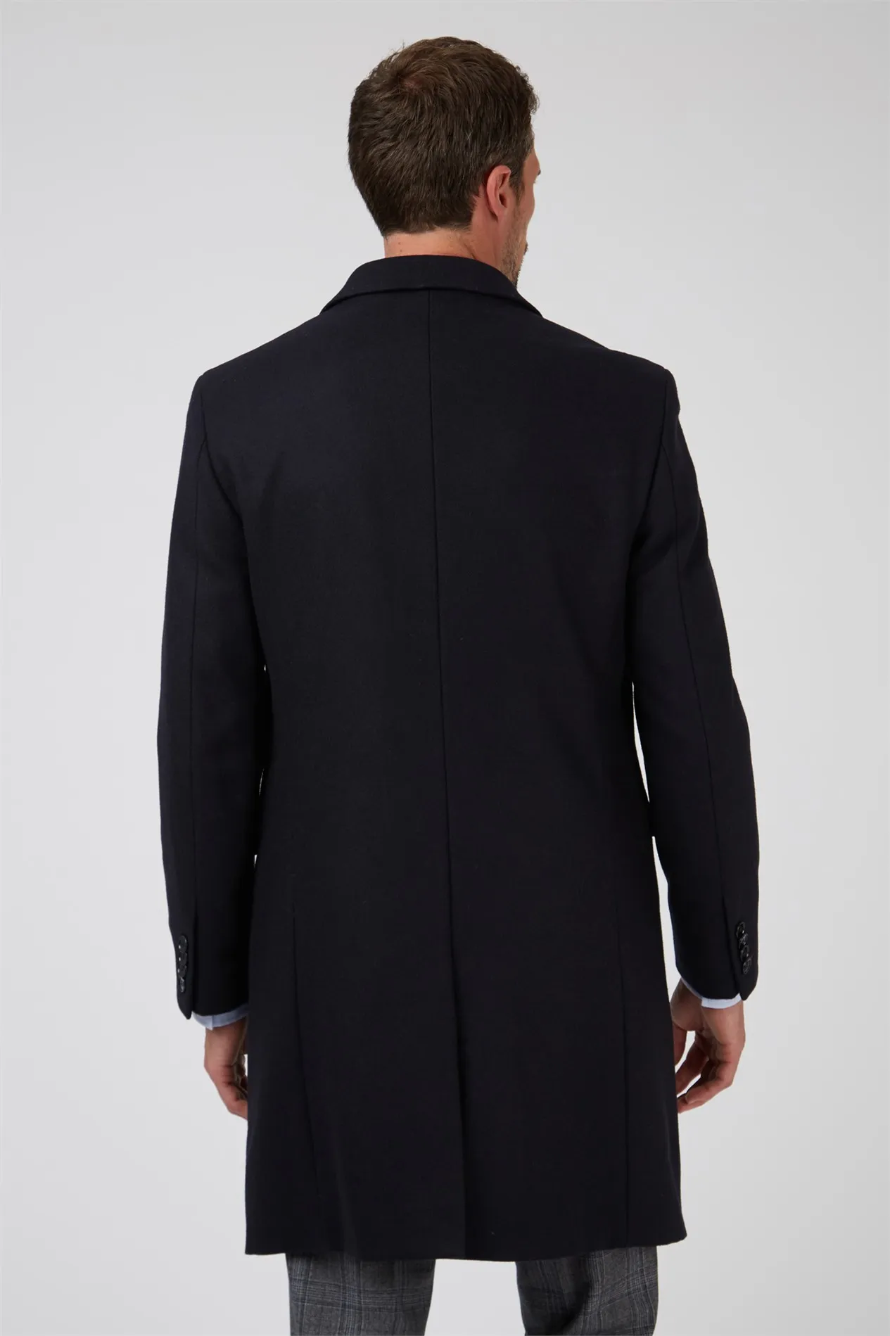 Navy Melton Overcoat