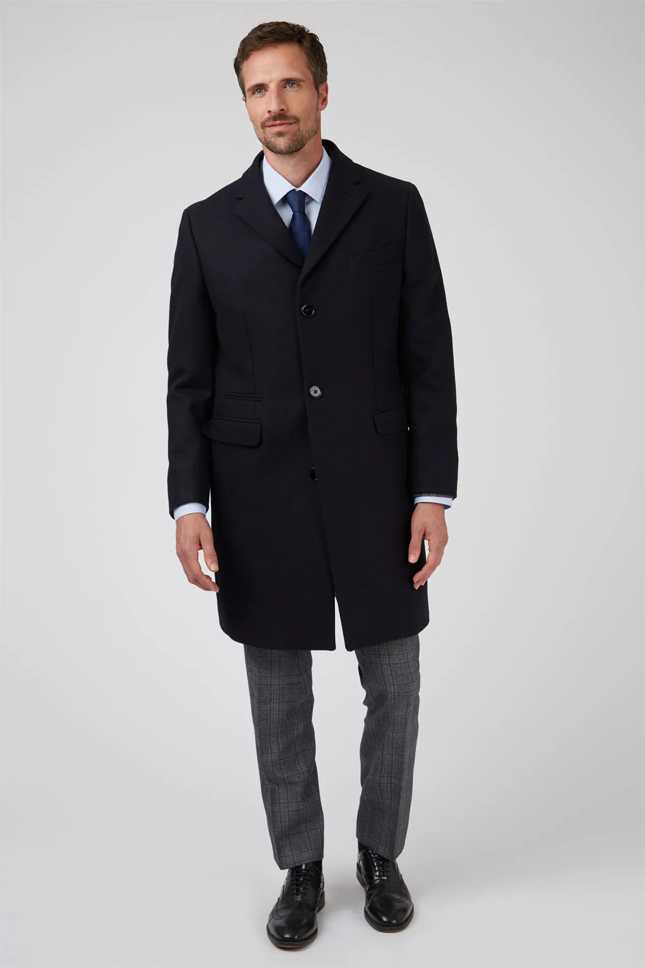 Navy Melton Overcoat