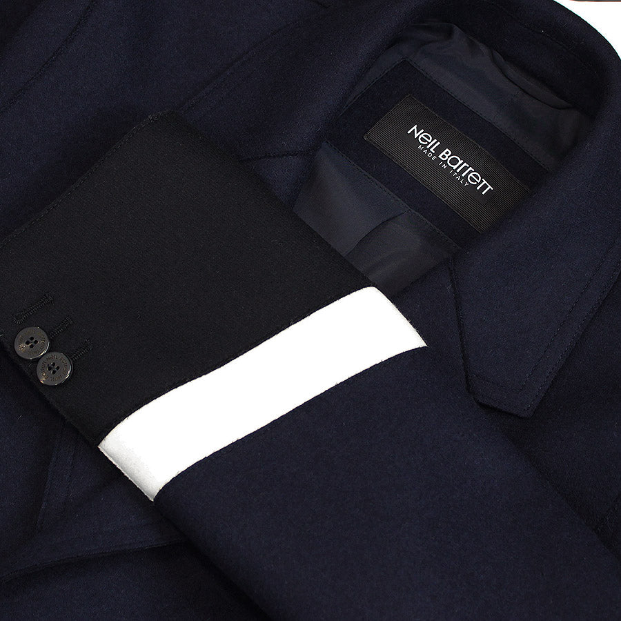 Neil Barrett - Modernist Cuff Doubleface Overcoat in Navy