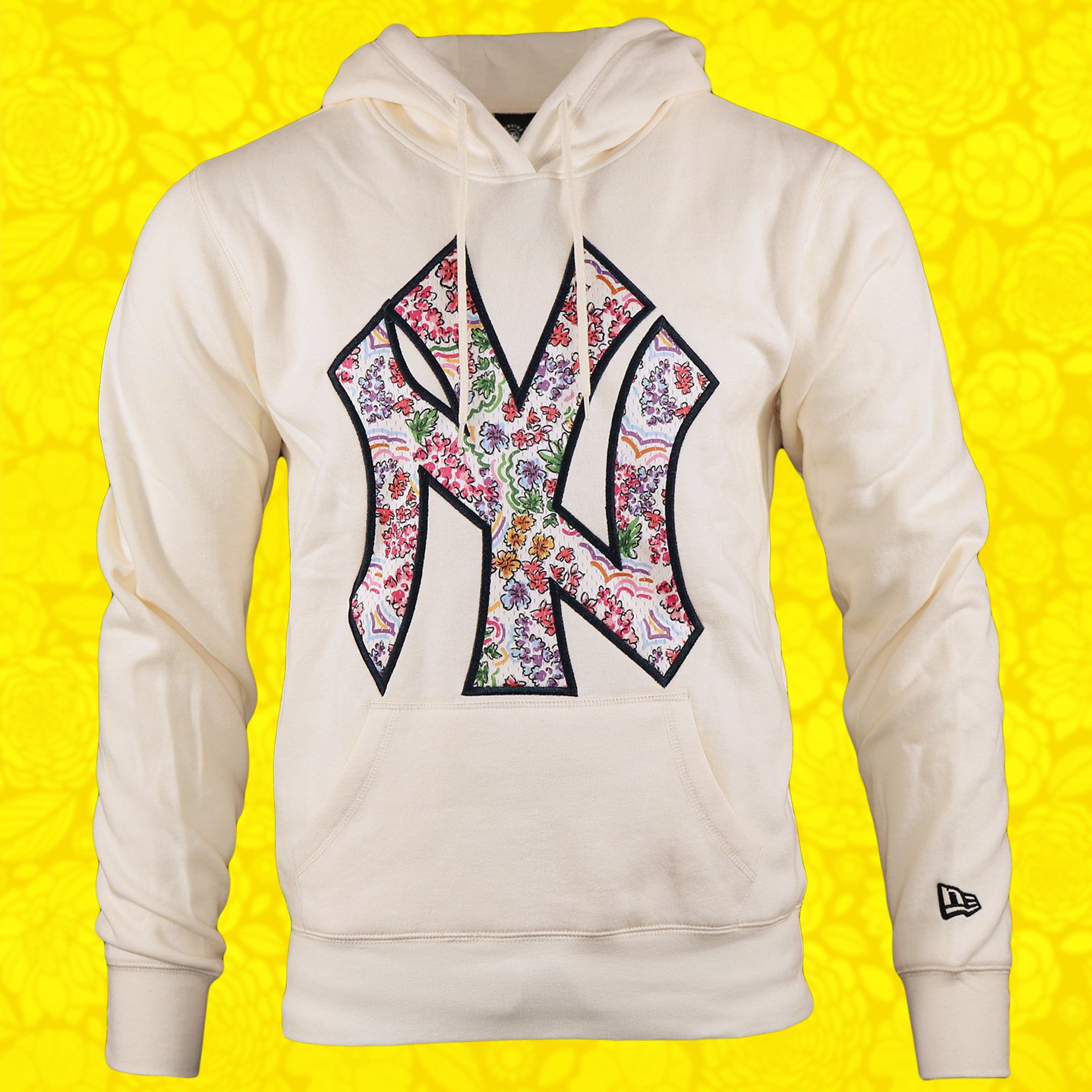 New York Yankees Floral MLB Pullover Hoodies | Cream Pullover Hoodie