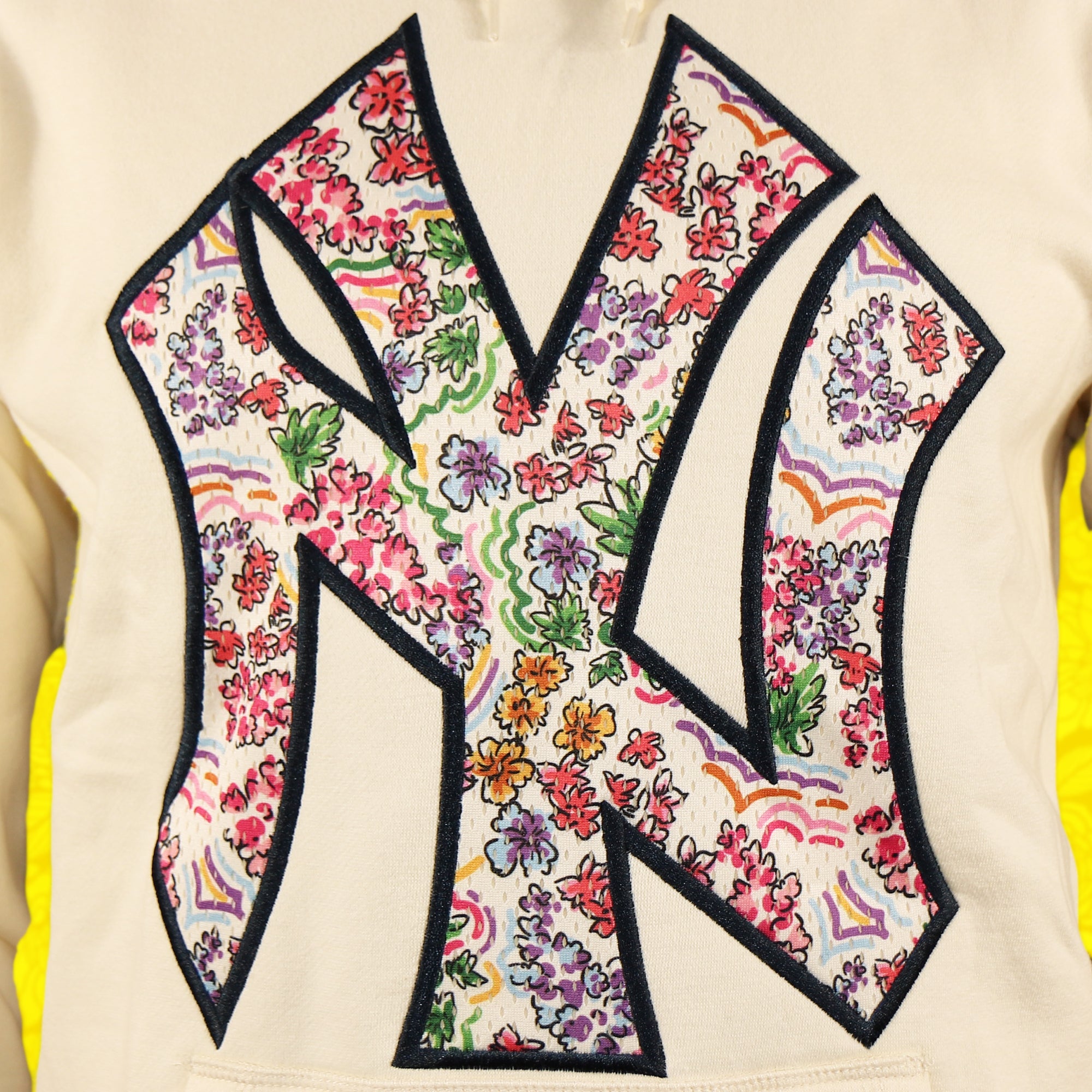 New York Yankees Floral MLB Pullover Hoodies | Cream Pullover Hoodie