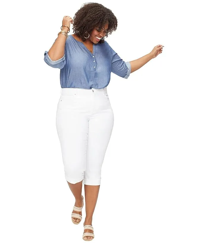 NYDJ Plus Size Marilyn Crop Cuff in Cool Embrace Denim in Optic White