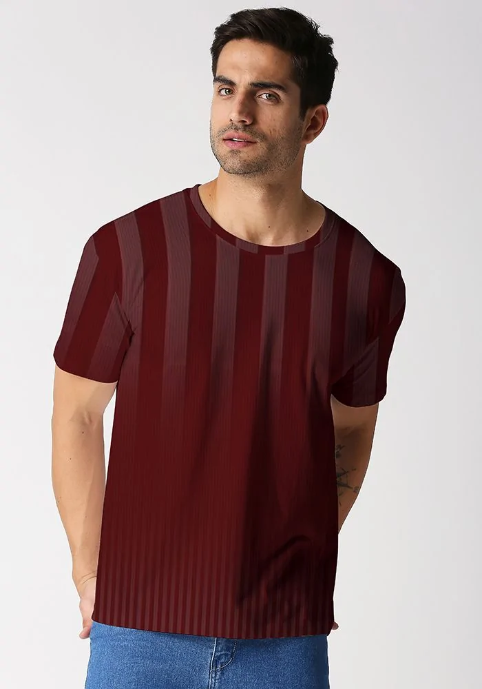 Ombre Maroon Broad Stripe Mens Jersey