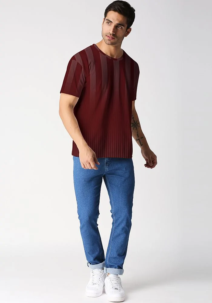 Ombre Maroon Broad Stripe Mens Jersey